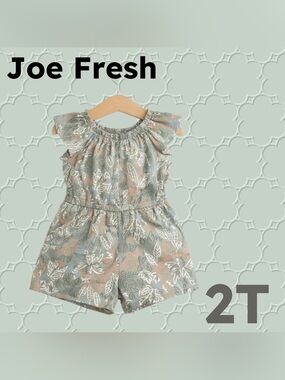 🇨🇦👍GUC JOE FRESH | 2T | Sage Green Boho Toddler romper with tropical pattern